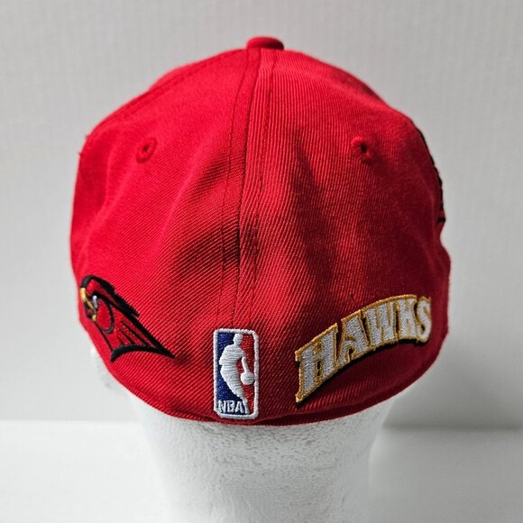 Atlanta Hawks Hat Cap Mens Fitted 7 3/8" Big Embroidered Logo Red Wool Adidas - Picture 6 of 13